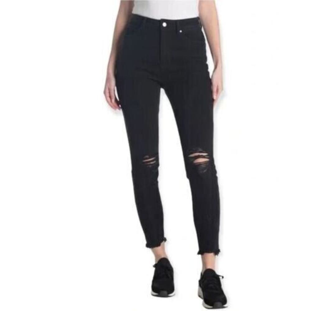 Tinsel Women's‎ Distressed High Waist Ankle Mom Jeans In Black Wash Size 5 $50